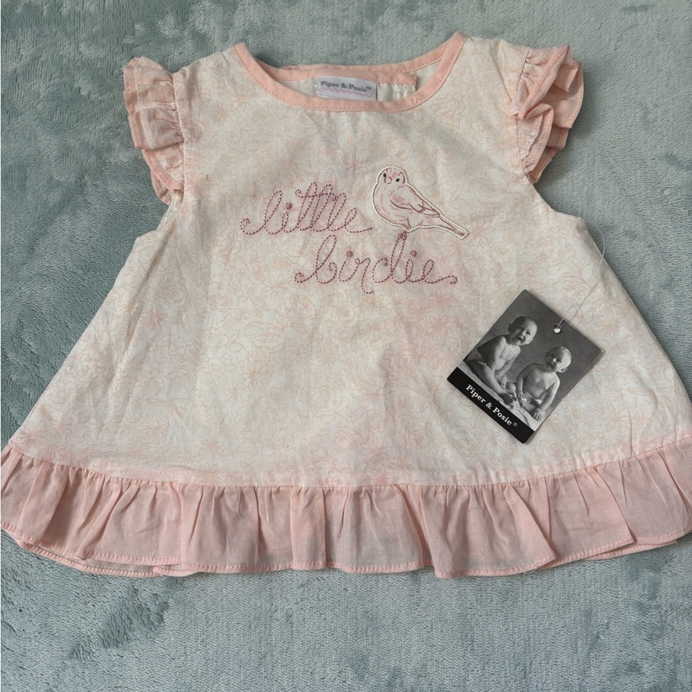 Little Birdie Pink Ruffle Baby Top